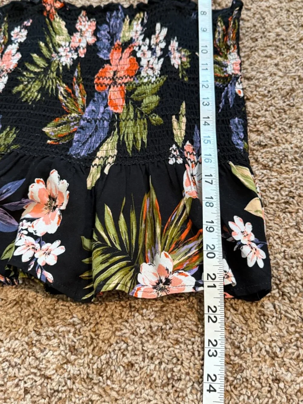 Patrons of Peace Black Pink Floral Smocked Tank S Cottagecore - Picture 9 of 10